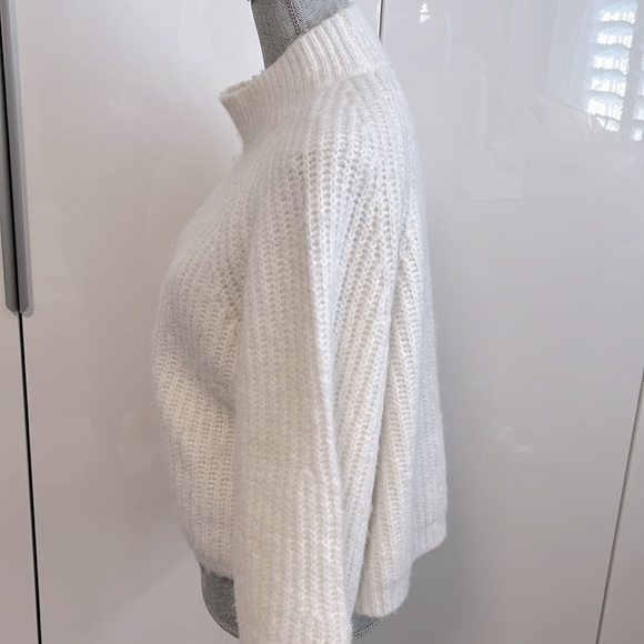 Cream Mock Neck Sweater Bell Sleeve, Size L - Picture 4 of 9